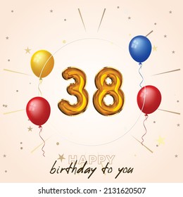 Happy 38th Birthday Greeting Card Vector Stock Vector (Royalty Free ...