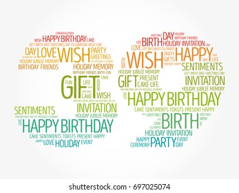 Happy 39th birthday word cloud collage concept