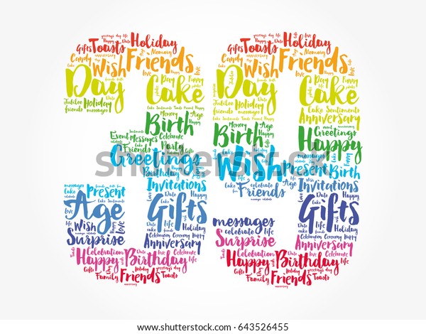 Happy 39th Birthday Word Cloud Collage Stock Vector (Royalty Free ...