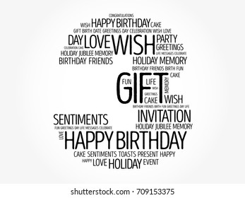 Happy 3rd birthday word cloud collage concept