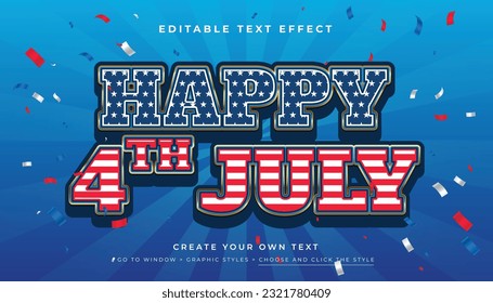 Happy 4 July 3D editable text effect, suitable for promotion, product, headline