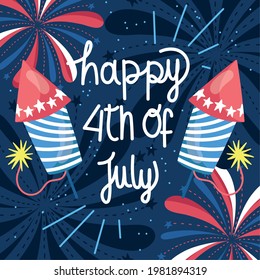 happy 4 July firework celebration card
