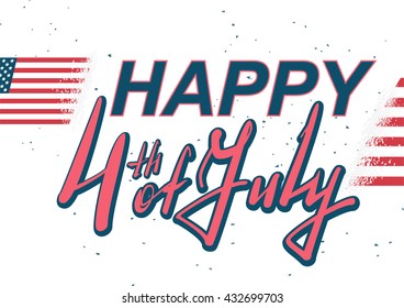 Happy 4 of July lettering text. Illustration in vector format
