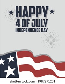 happy 4 of july writing with american flag