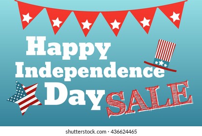 Happy 4 th of July card United States of America. Celebration independence day USA banner. Vector illustration poster..