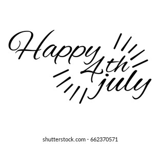 Happy 4 th July Greeting Card with Font. Vector illustration.