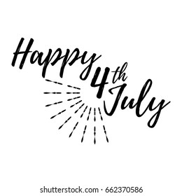 Happy 4 th July Greeting Card with Font. Vector illustration.