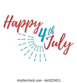 Happy 4 th July Greeting Card with Font. Vector illustration.