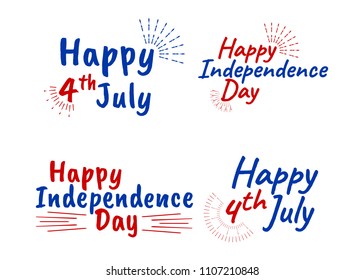 Happy 4 th July and Independence Day. Greeting Cards with Font. Vector illustration.
