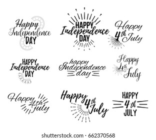 Happy 4 th July and Independence Day Greeting Cards with Font. Vector illustration.