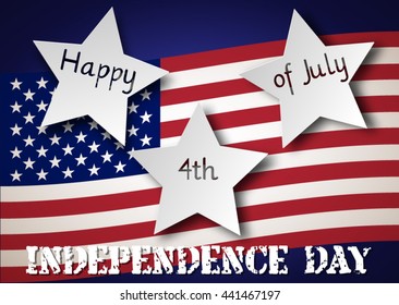 Happy 4 th of July typography poster. Celebration banner. Greeting card. Happy independence day of United States of America concept. USA freedom background. 4 th of July.