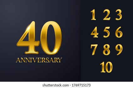 Happy 40th Anniversary Background Template. With Black And Gold Colour