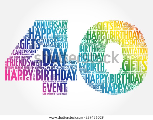 Happy 40th Birthday Word Cloud Collage Stock Vector (Royalty Free ...