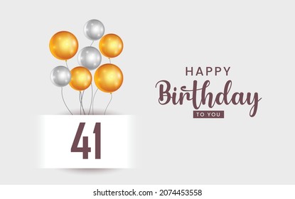 Happy 41 birthday, Greeting card, Vector illustration design.
