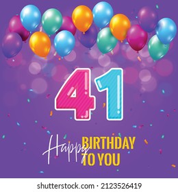 Happy 41st birthday, greeting card, vector illustration design.
