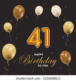 Happy 41st Birthday Greeting Card Vector Stock Vector (Royalty Free ...