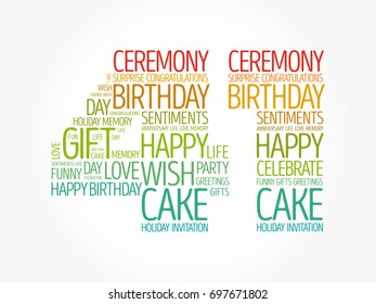 Happy 41st birthday word cloud collage concept