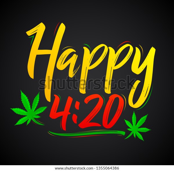 Happy 4 Marijuana Leaf Cannabis Celebration Stock Vector Royalty Free