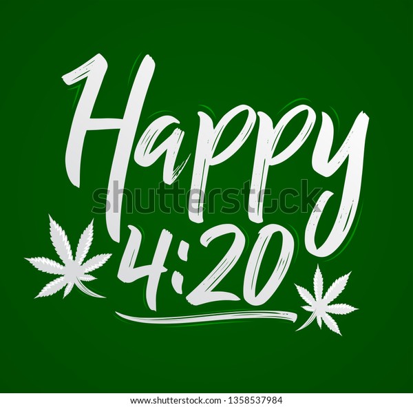 Happy 4 Marijuana Leaf Cannabis Celebration Stock Vector Royalty Free