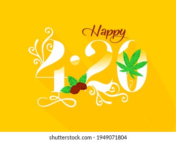 Fröhliches 4:20 Marijuana Leaf kreatives Design, Cannabis-Feier, Vektorgrafik-Design