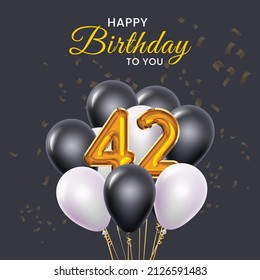 Happy 42nd birthday, greeting card, vector illustration design.
