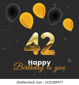 Happy 42nd Birthday Greeting Card Vector Stock Vector (Royalty Free ...