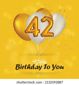 Happy 42nd birthday, greeting card, vector illustration design.
