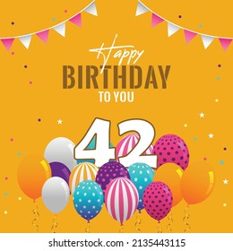 Happy 42nd birthday, greeting card, vector illustration design.
