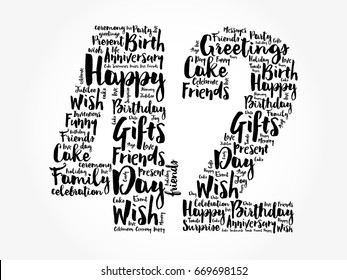 Happy 42nd birthday word cloud collage concept