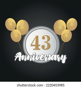 Happy 43rd  anniversary balloons greeting card background. balloons greeting card background vector design