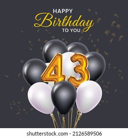 Happy 43rd birthday, greeting card, vector illustration design.
