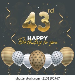 Happy 43rd birthday, greeting card, vector illustration design.
