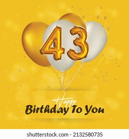 Happy 43rd Birthday Greeting Card Vector Stock Vector (Royalty Free ...