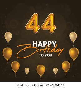 Happy 44th birthday, greeting card, vector illustration design.
