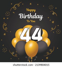 Happy 44th Birthday Greeting Card Vector Stock Vector (Royalty Free ...