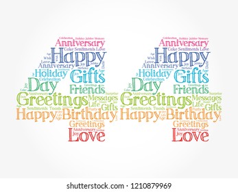Happy 44th birthday word cloud collage concept