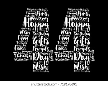 Happy 44th birthday word cloud collage concept