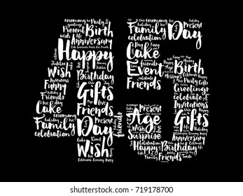 Happy 45th birthday word cloud collage concept