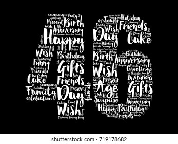 Happy 46th birthday word cloud collage concept