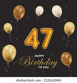 Happy 47th birthday, greeting card, vector illustration design.
