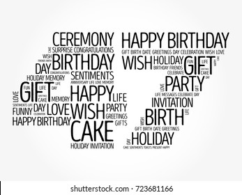 Happy 47th birthday word cloud collage concept