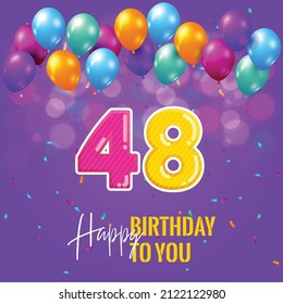 Happy 48th birthday, greeting card, vector illustration design.
