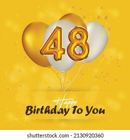 Happy 48th birthday, greeting card, vector illustration design.
