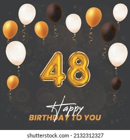 Happy 48th birthday, greeting card, vector illustration design.
