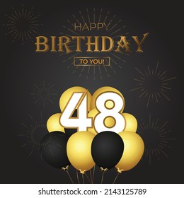 Happy 48th birthday, greeting card, vector illustration design.
