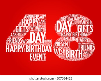 Happy 48th birthday word cloud collage concept