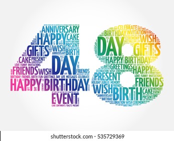 Happy 48th birthday word cloud collage concept