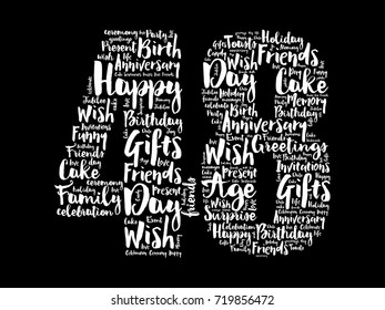 Happy 48th birthday word cloud collage concept