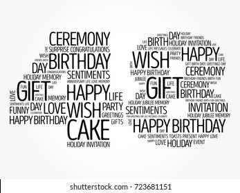 Happy 48th birthday word cloud collage concept