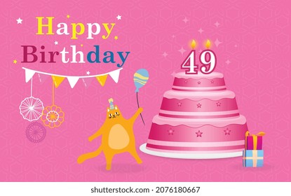 Happy 49  birthday, Greeting card, Vector illustration design.
